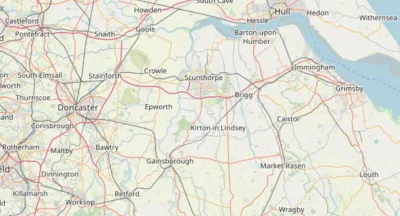 Map showing the location of Epworth, Scunthorpe & Gainsborough