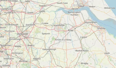 Map showing the location of Epworth, Scunthorpe & Gainsborough