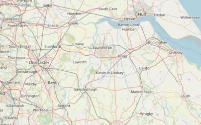 Map showing the location of Epworth, Scunthorpe & Gainsborough