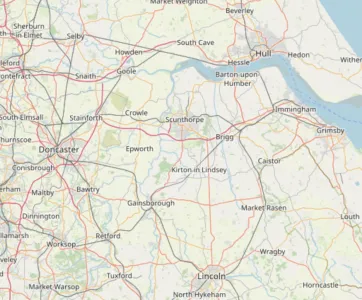 Map showing the location of Epworth, Scunthorpe & Gainsborough