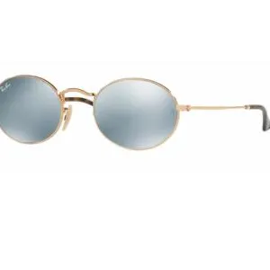 RB3547N _001_30_tq Ray-Ban Oval Flat in Gold with Grey Flash Crystal Lenses