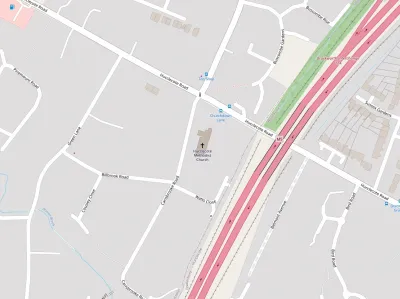 Map showing the location of Hucclecote Methodist Church