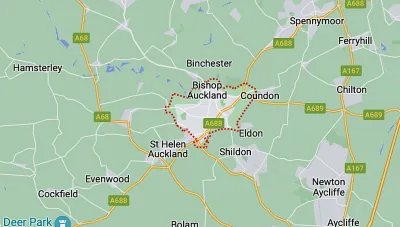 Map showing the location of Bishop Auckland & Shildon