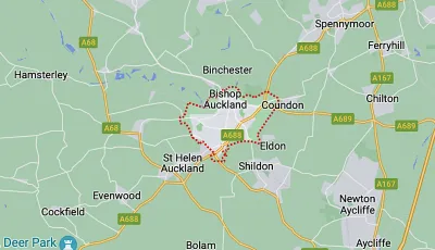 Map showing the location of Bishop Auckland & Shildon