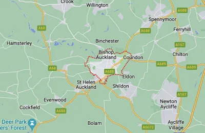 Map showing the location of Bishop Auckland & Shildon