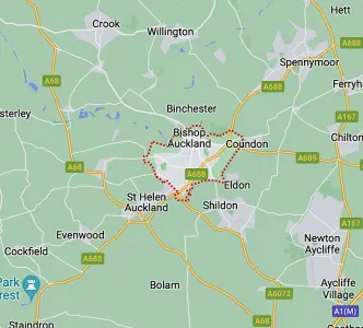 Map showing the location of Bishop Auckland & Shildon