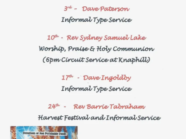 Sunday Services -September 2023