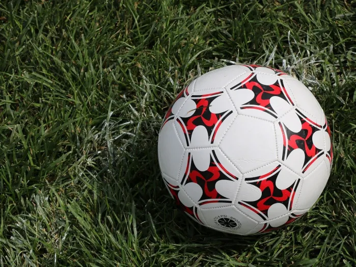 Football resting on a pitch