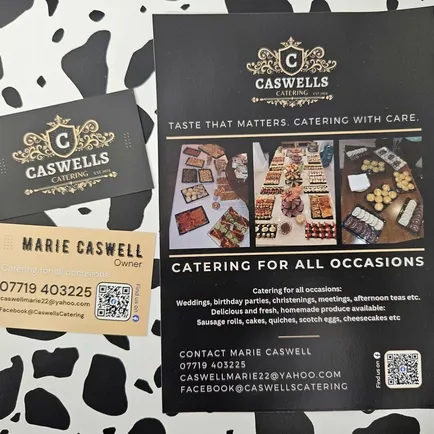 Caswells Catering Flyers and Business Cards