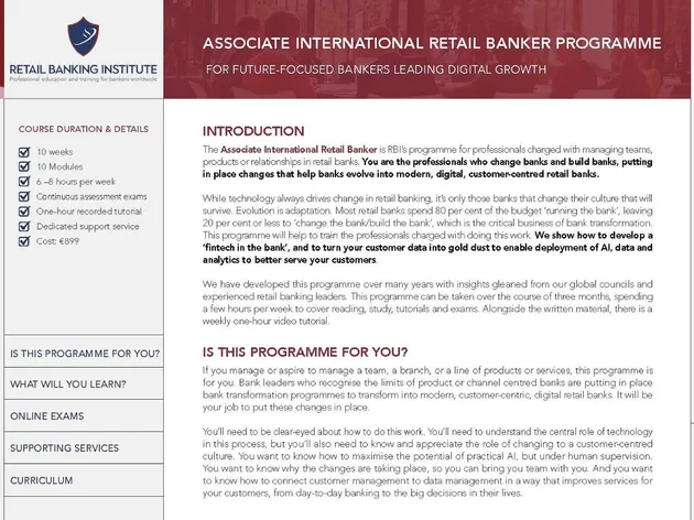 Retail Banking Institute – Associate International