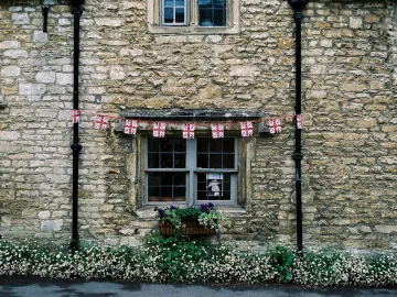 Rustic stone facade of a traditional British house