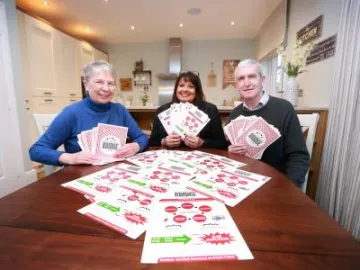 Redrow Sales Consultant Anita Gillespie with Tattenhall Bridge Club members Val Meeks and John Ryan and some of the literature provided by Redrow Homes.credit: leeboswellphotography.com