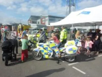 Little Boys versus Big Police Motor Bikes