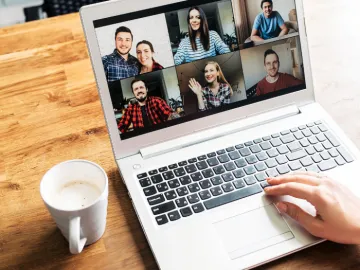 Celebrities on a computer video conference call