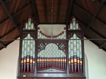 The organ and altar at Barlborough Methodist Church