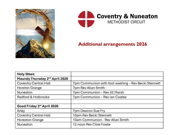 Additional Arrangements 2026