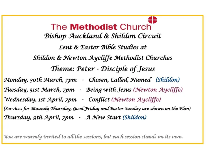 Bible Study 2026 Lent and Easter Shildon and NA