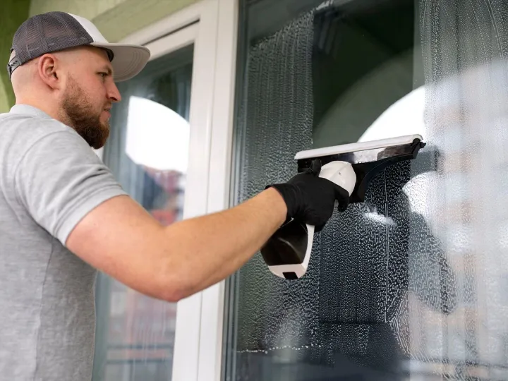 Man doing professional home cleaning service