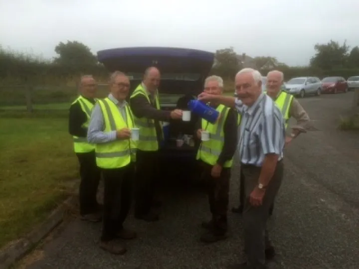 Bryan Evans takes refreshment to Woodland Trust Volunteers