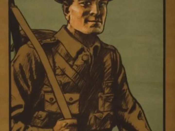 Vintage WW1 poster. Follow me, your country needs you