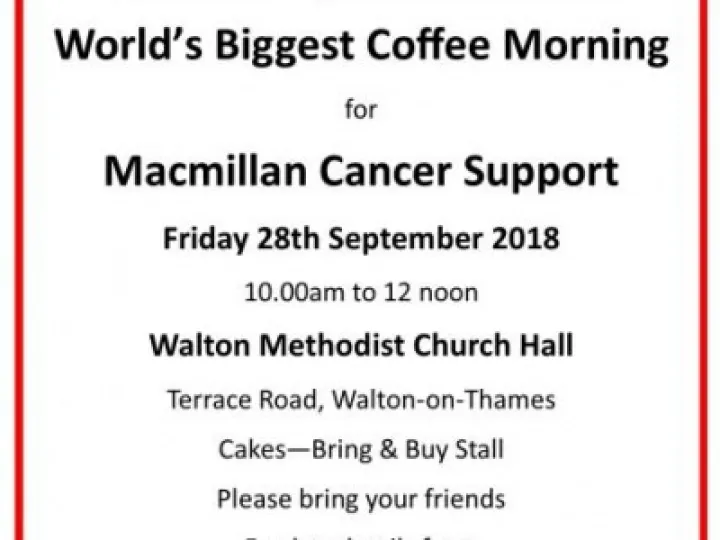 Macmillan Coffee Morning &ndash; Walton 2018