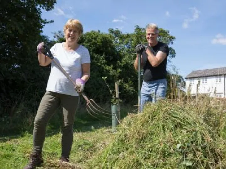 Community Orchard Hay Making 01