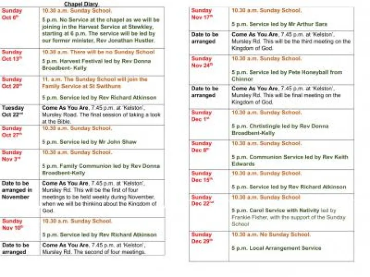 Chapel Newssheet Oct &ndash; Dec 2019 v2-3&4