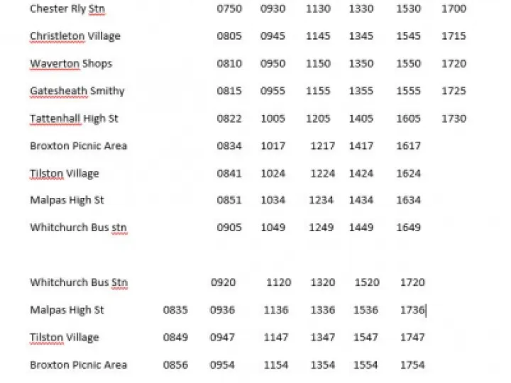 A41 Emergency Bus Time table
