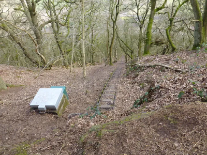 Rail incline on Bulkeley Hill once used to bring material up to service the reservoir