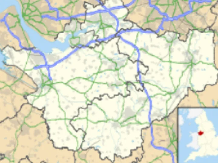 Map showing the county of Cheshire