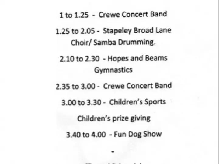 Hankelow fete programme
