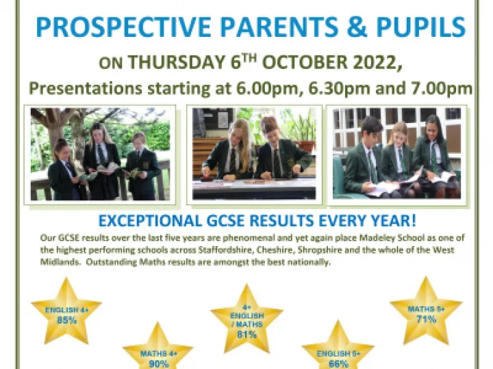 Madeley School Open Evening Poster 2022