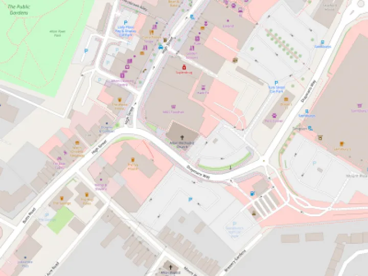 Map showing the location of Alton Methodist Church