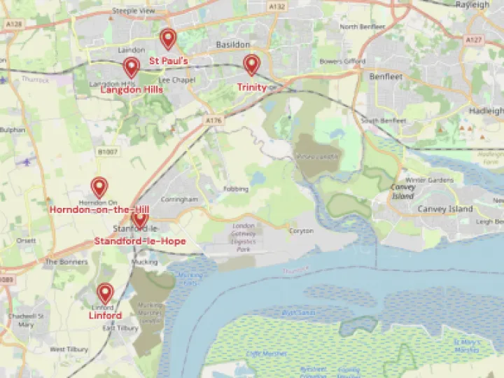 Map showing the location of Northampton Methodist District
