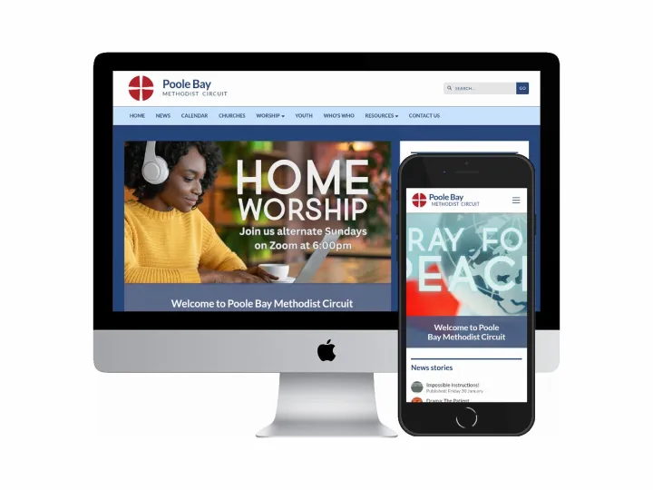 Desktop and mobile screenshots of the Poole Bay website