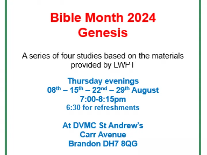 Bible Month 2024 Genesis August Studies At Brandon