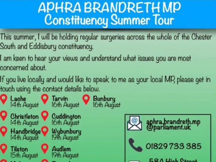 Alphra Brandreth Counstituency Surgeries August 2024