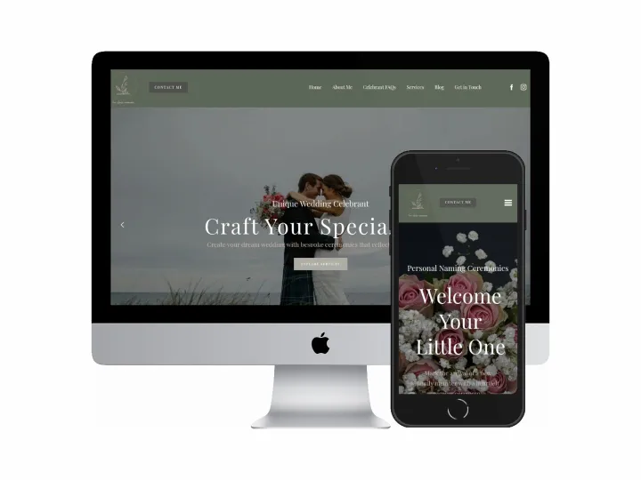 Desktop and mobile screenshots of the Love Louise Ceremonies website
