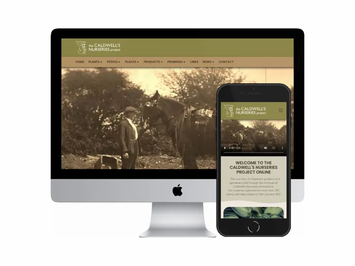 Desktop and mobile screenshots of the Caldwell Archives website