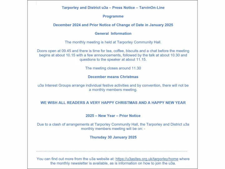 u3a Press Release November 2024