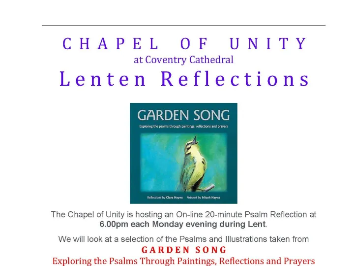 Chapel of Unity Lenten Reflections 2025