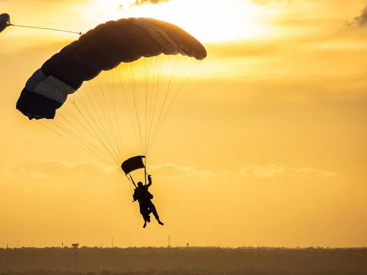 Sunset, parachute, yellow, nature, sky, orange, skydive, vacations, activity, sport, freedom, flying, silhouette, skydive, skydive, skydive, skydive, skydive