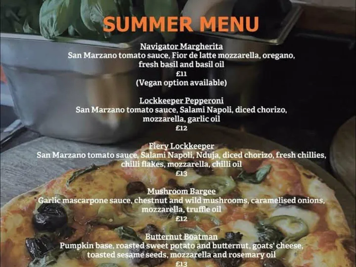 Pizza menu