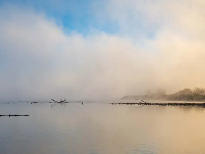 Morning light, lake, fall, nature, sunrise, clouds