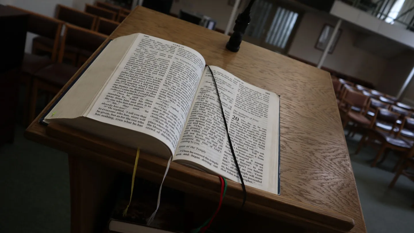 Bible on lectern